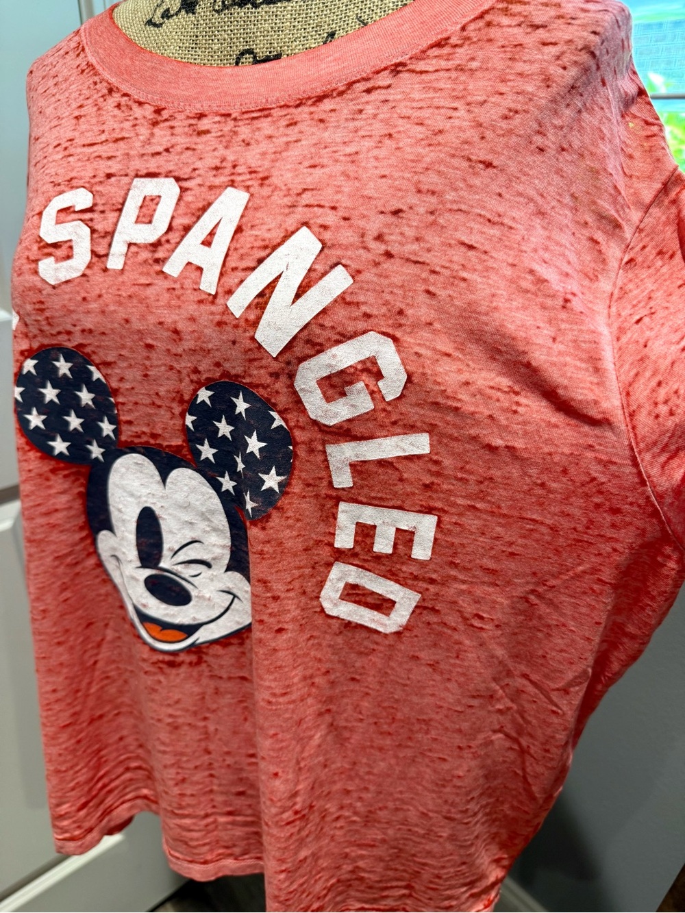 Disney Weathered/Thin Cotton Patriotic Mickey Graphic Tee - Picture 3 of 4